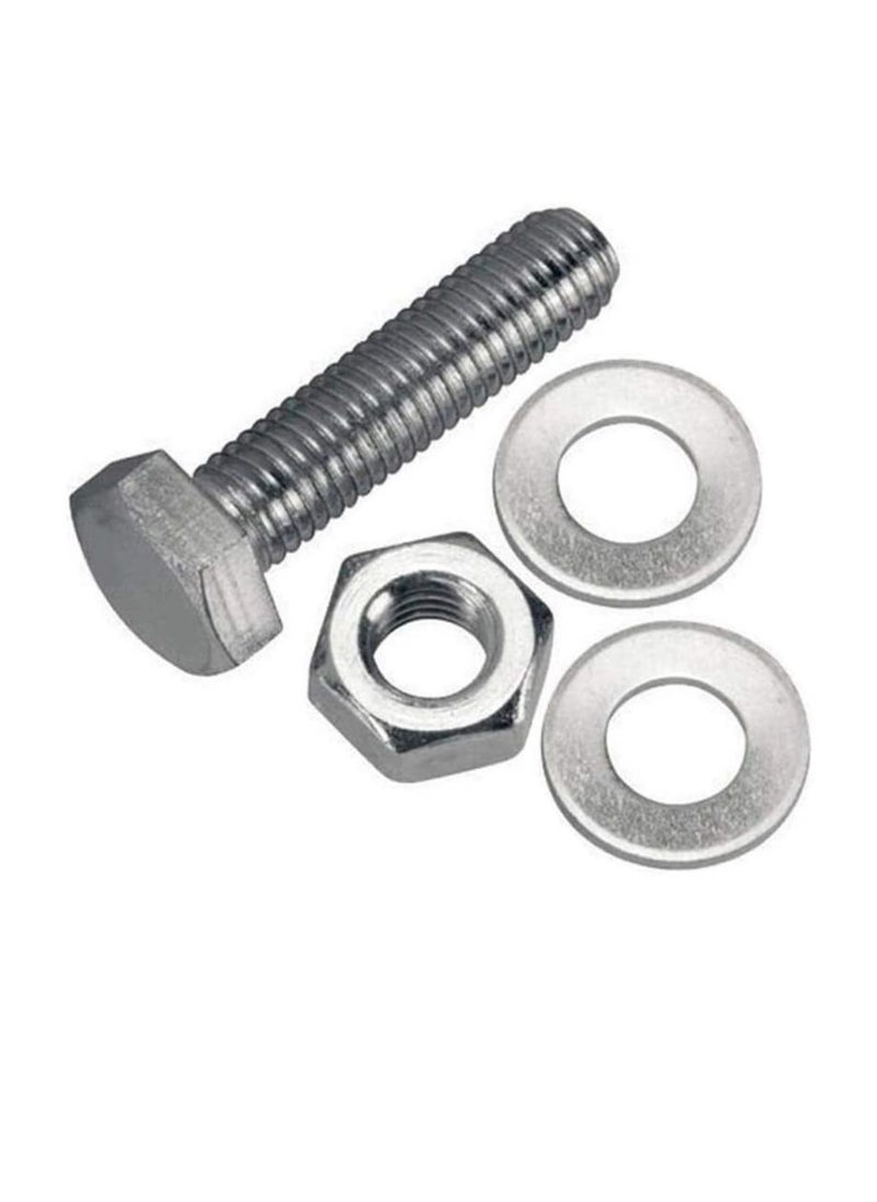 Generic 12 pcs Hex Head Screw Bolts Nuts & Washers Fully Thread GI Plain Finish Bolt Set. (14, 50MM)  - Image 2