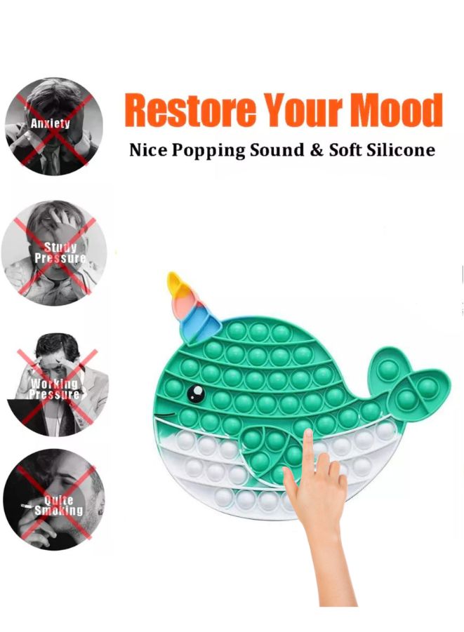 Push Pop Bubble Fidget Toy Silicone Animal Sensory Squeeze Toy Stress Relief Anti-Anxiety ADHD Autism Special Fidget Popper Gift for Kids and Adults Whale D  - Image 4
