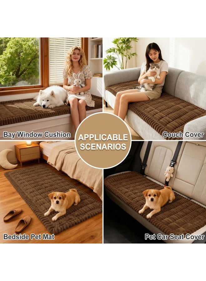 hyha Couch Covers for Dogs Washable, Non Slip Plush Dog Sofa Protectors, Fuzzy Pet Couch Covers for 3 Cushion Sofa Pet Friendly (Brown, 27.6" x 82.7") - Image 4