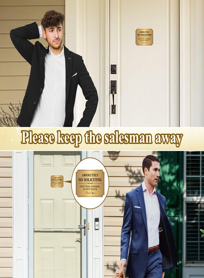 LUHIMO No Soliciting Sign for Front Door，Self-Adhesive Elegant Brushed Gold Do Not Knock or Ring Doorbell No Soliciting Sticker for Home, No Solicitors Sign for Doorbell, House Door, Office 5.9"x 3.9" - Image 4