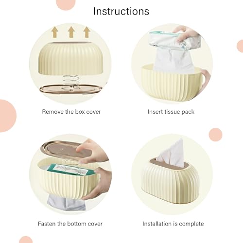 oddpod™ Streak Tissue Box Holder with Automatic Spring/Desktop Facial Paper Towel Dispenser for Office, Home, Restaurants, cafes, Hotels & Hospitals - Ivory - Image 5
