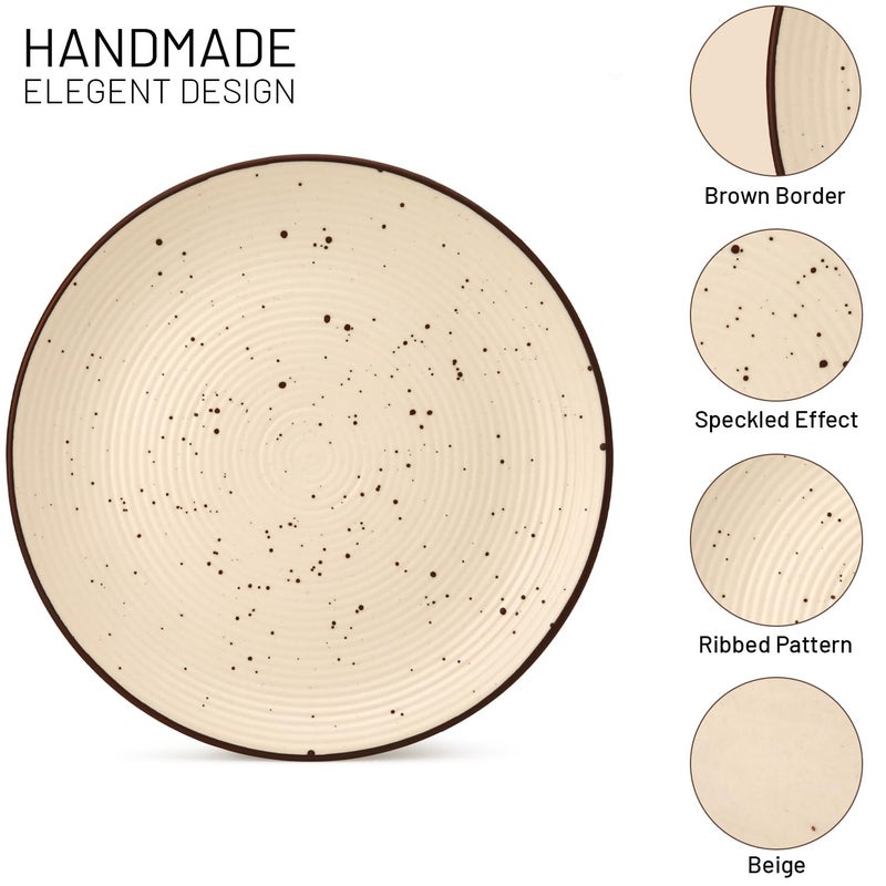 Bodhi House Handcrafted Stoneware Ceramic Dinner Set, 6 Pieces Dish Set Serving for 2, Microwave and Dishwasher Safe, Bone-ash Free, Crockery Set for Dining and Gifting, Beige - Image 5