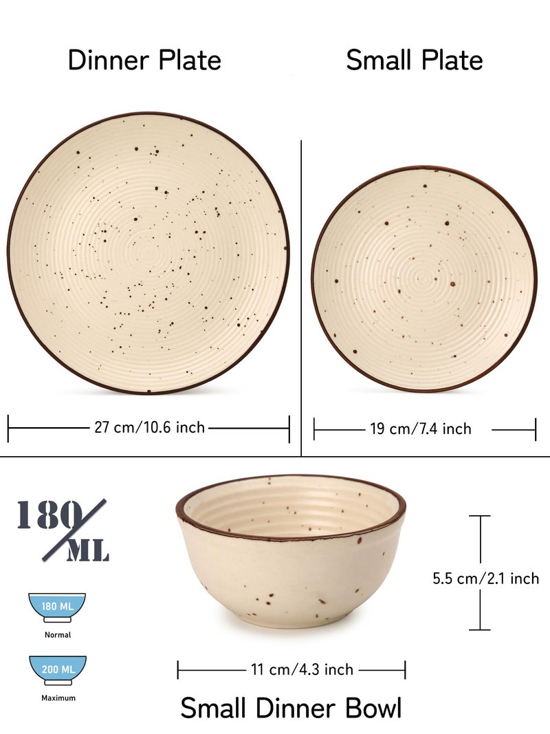 Bodhi House Handcrafted Stoneware Ceramic Dinner Set, 6 Pieces Dish Set Serving for 2, Microwave and Dishwasher Safe, Bone-ash Free, Crockery Set for Dining and Gifting, Beige - Image 3