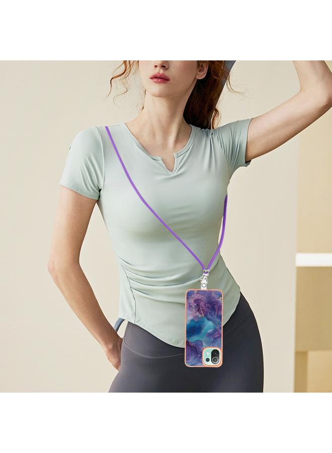 erorex Case For Xiaomi 11 Lite Electroplating Marble Dual-side IMD Phone Case with Lanyard - Image 5