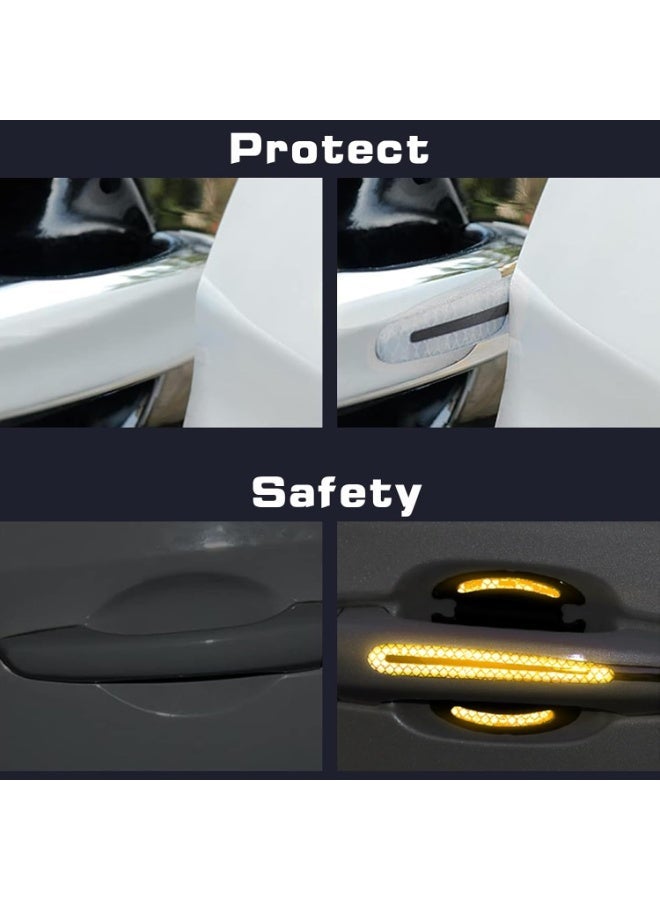 LuckyNov 8PCS Car Handle Cup Protector Reflective Stickers, 3D Carbon Fiber Door Bowl Paint Scratch Protective Film,Car Door Handle Door Bowl Protection Guards Trim Stickers,Automobile Decoration (Yellow) - Image 2