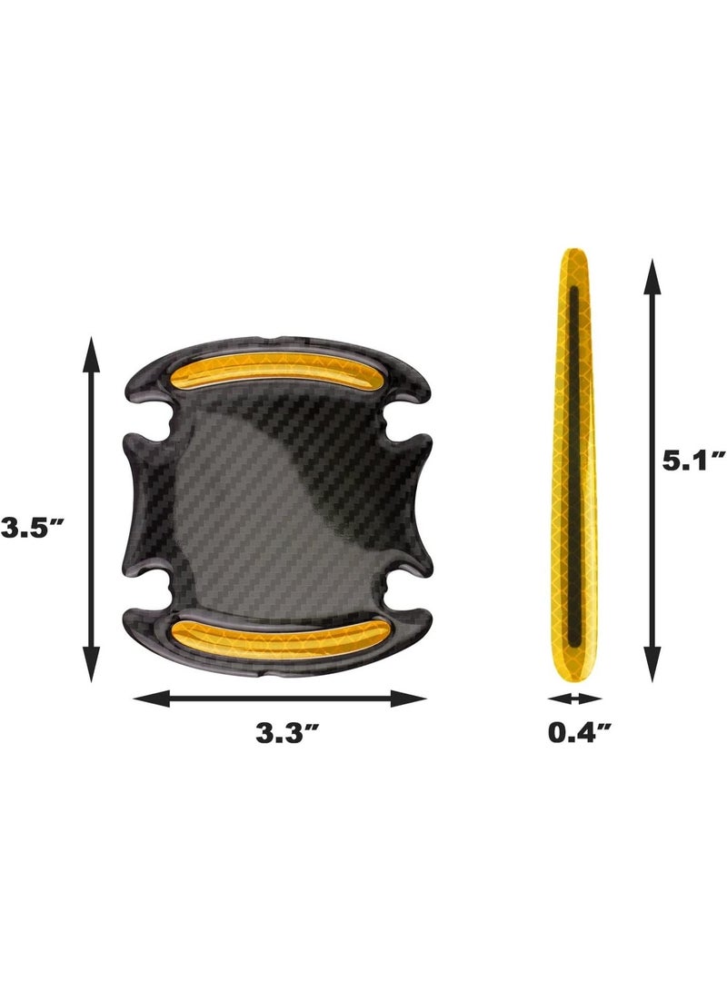 LuckyNov 8PCS Car Handle Cup Protector Reflective Stickers, 3D Carbon Fiber Door Bowl Paint Scratch Protective Film,Car Door Handle Door Bowl Protection Guards Trim Stickers,Automobile Decoration (Yellow) - Image 4