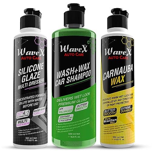 Wavex Wash Wax Car Shampoo, Carnauba Wax Car Body Polish and Silicone Glaze for Plastic, Leather, Vinyl, Rubber Parts (Complete Kit) - Image 2