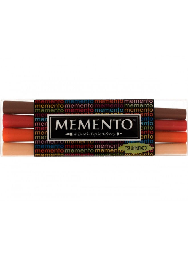 Tsukineko 4-Pack Dual-Ended Fade-Resistant and Water-Based Memento Markers, Arizona Canyons