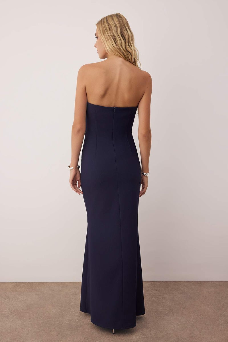trendyol Navy Blue Chest Embroidered Woven Maxi Evening Dress & Graduation Dress Tpraw26Ae00000 - Image 4