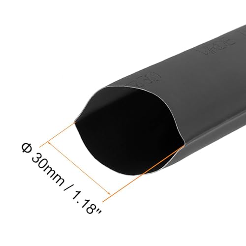 TOP-VIGOR 30mm(1.18 Inch) Heat Shrink Tubing 3.28FT 2:1 Ratio Heat Shrink Tube, Heat Shrink Sleeving for Electrical Insulation Repairs, Wrap Cable, Wire Connectors, Black - Image 2