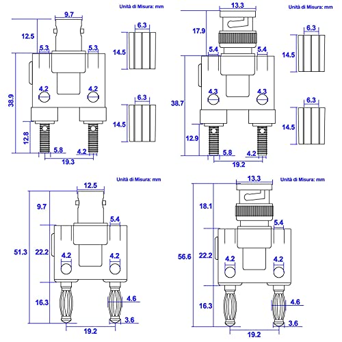 onelinkmore BNC to Banana Adapter Kit, All-in-One RF Coax Connector Set 4-Type(BNC Male/Female to Dual Banana Male/Female Jack), 19mm Spacing Binding Post & Stackable Plugs for Lab Test - Image 3