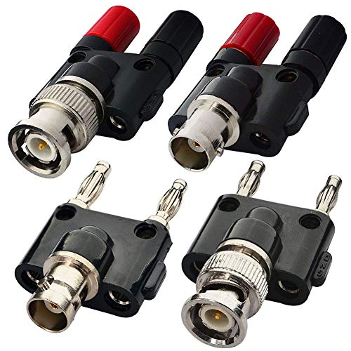 onelinkmore BNC to Banana Adapter Kit, All-in-One RF Coax Connector Set 4-Type(BNC Male/Female to Dual Banana Male/Female Jack), 19mm Spacing Binding Post & Stackable Plugs for Lab Test - Image 1