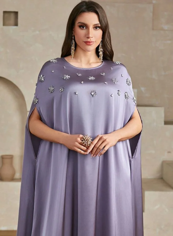 Take Two lavender Women's Embellished Round Neck batwing sleeve Maxi Dress for Women | Best Price UAE