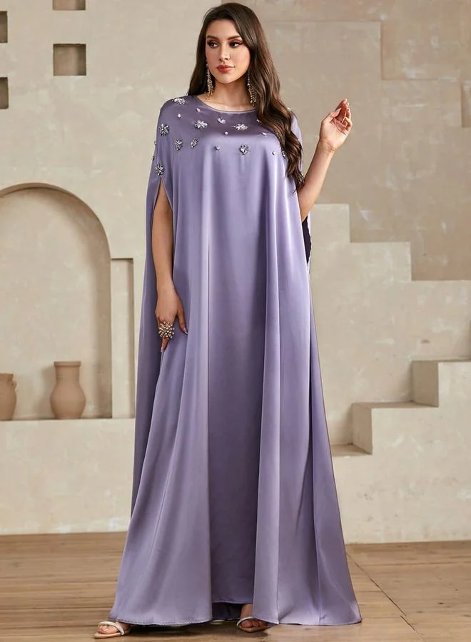 Take Two lavender Women's Embellished Round Neck batwing sleeve Maxi Dress for Women | Best Price UAE