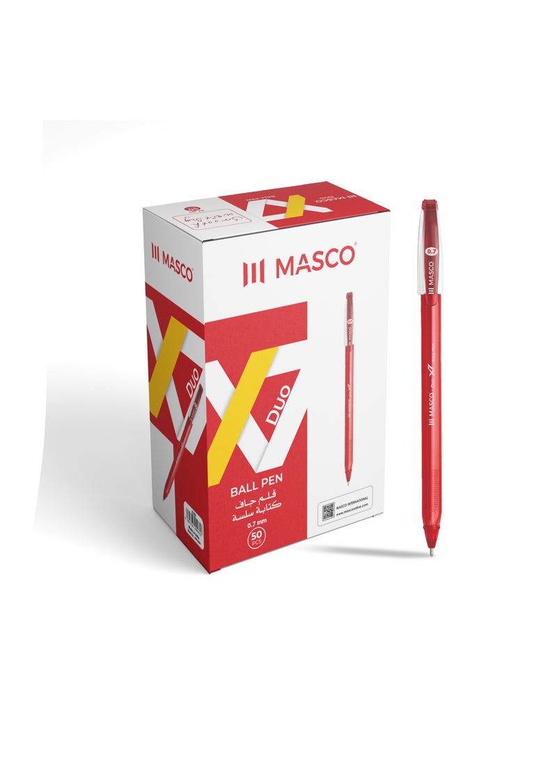 MASCO مجموعة من 50 قلم حبر جاف Duo X7، أحمر
