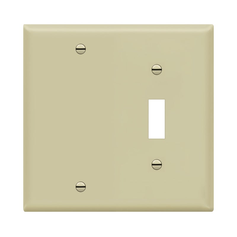 ENERLITES Combination Wall Plate (Blank Device/Toggle Switch), Standard Size 2-Gang, Polycarbonate Thermoplastic, Ivory 880111-I - Image 1
