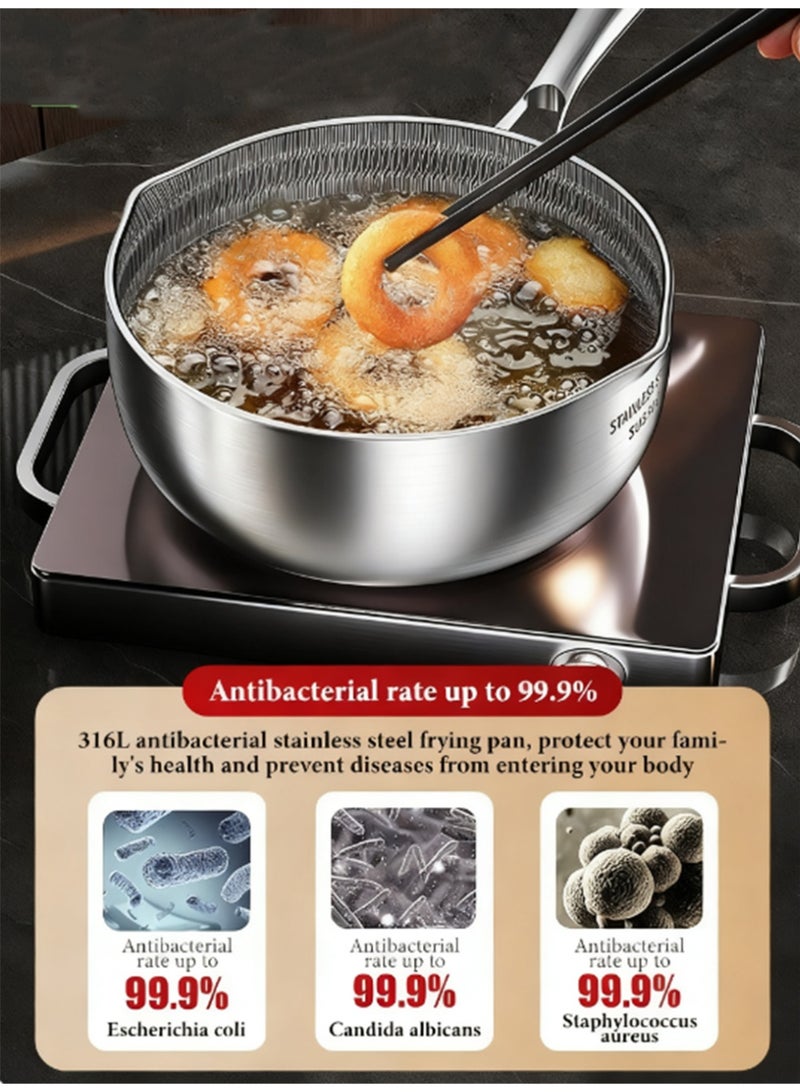 Nonstick Saucepan with Lid 316 Stainless Steel Multipurpose Pot Common to All Stoves Dishwasher Safe Extended Handle Fry Pan 20 CM - Image 5