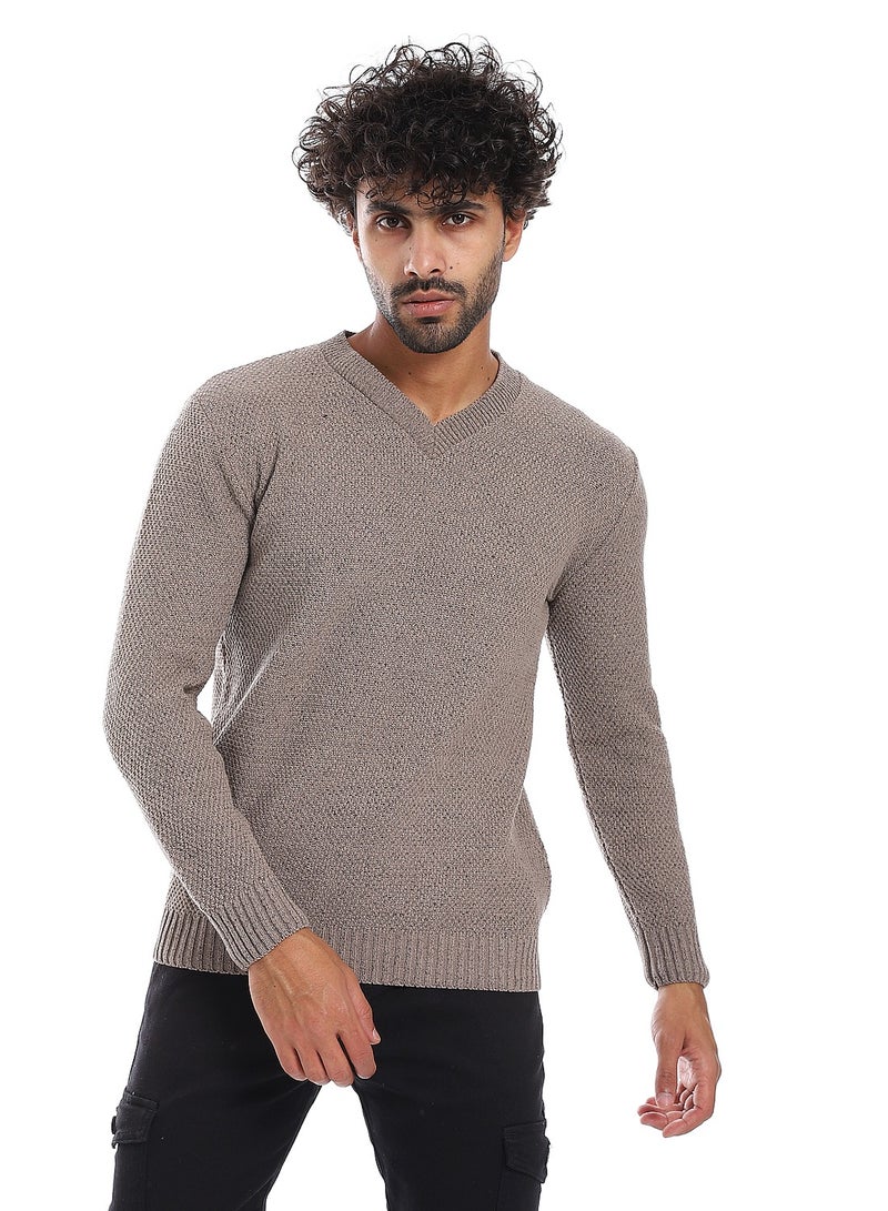 Caesar Wool Mens Pullover With V Neck  - Image 1