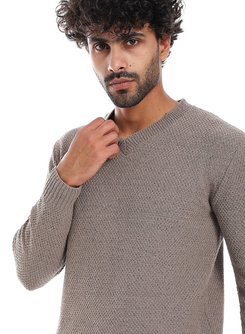 Caesar Wool Mens Pullover With V Neck  - Image 3