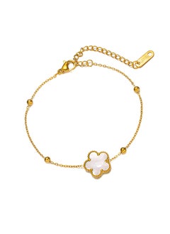 KAAF CREATIONS KaafCreations 18K Gold Plated Stainless Steel Flowers Bracelet for Women and Girls, 16+5 cm Length, Waterproof,Hypoallergenic,long lasting and does not tarnish.  - Image 1