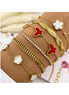 KAAF CREATIONS KaafCreations 18K Gold Plated Stainless Steel Flowers Bracelet for Women and Girls, 16+5 cm Length, Waterproof,Hypoallergenic,long lasting and does not tarnish.  - Image 2