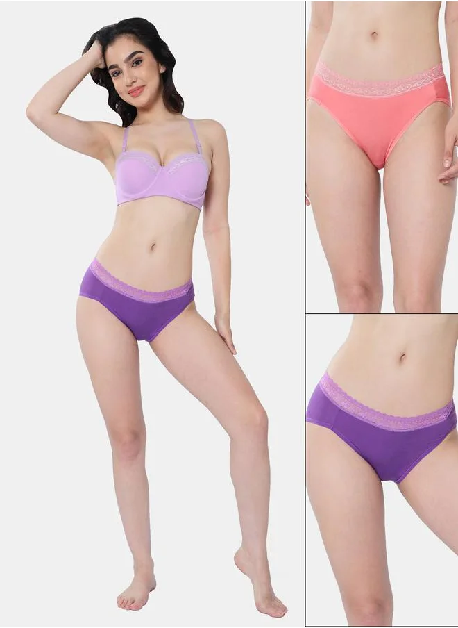 Envie Pack of 2 - Lace Detail Waistband Hipster by Styli