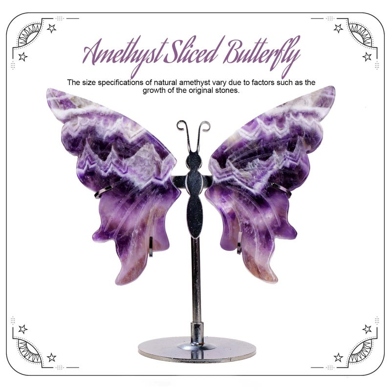 Apengshi Natural Crystal Butterfly Statue Genuine Crystal Figurine Ornament, Amethyst Agate Wings, Home Office Tabletop Decor (Amethyst) - Image 4