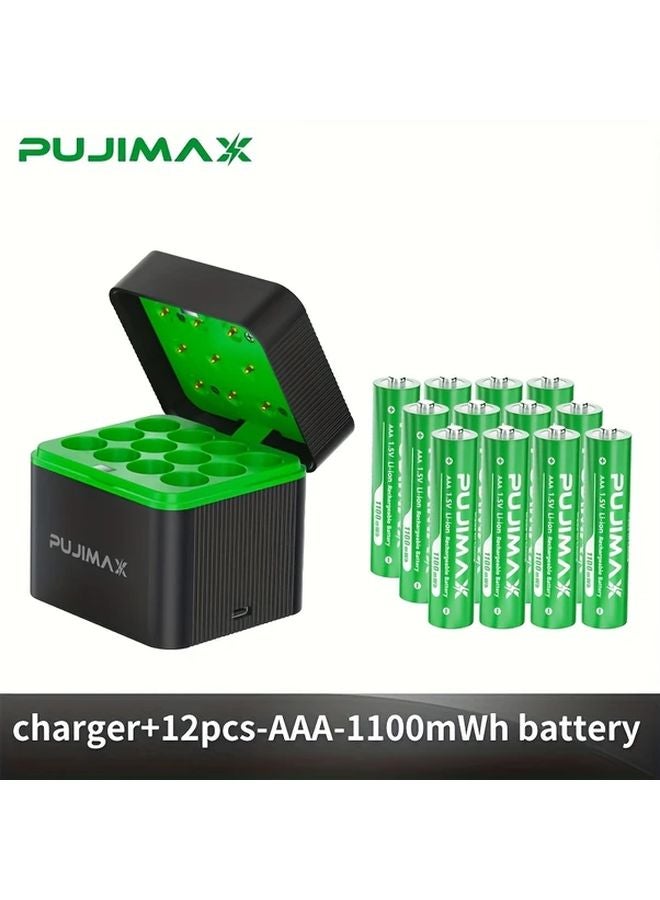 Pujimax 12 Slot AAA Battery Charger Fast Charging Station For AA 1 5V Li Ion - Image 1