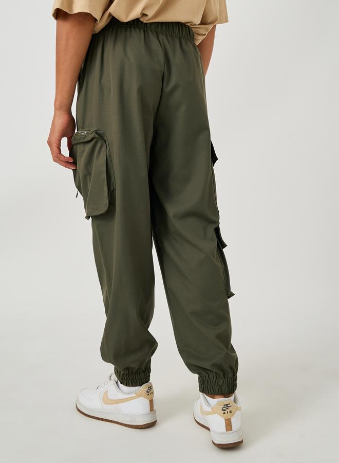 Styli Styli Solid Twill Utility Oversized Joggers with Zip Pocket  - Image 4