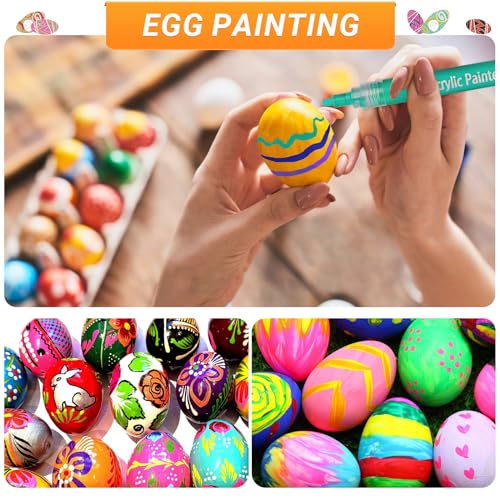 JR.WHITE Acrylic Paint Pens Paint Markers for Rock Painting, Canvas, Wood, Glass, Fabric, Metal, Plastic, Arts Crafts Easter Eggs, Pumpkin, Scrapbooking Supplies - Image 5