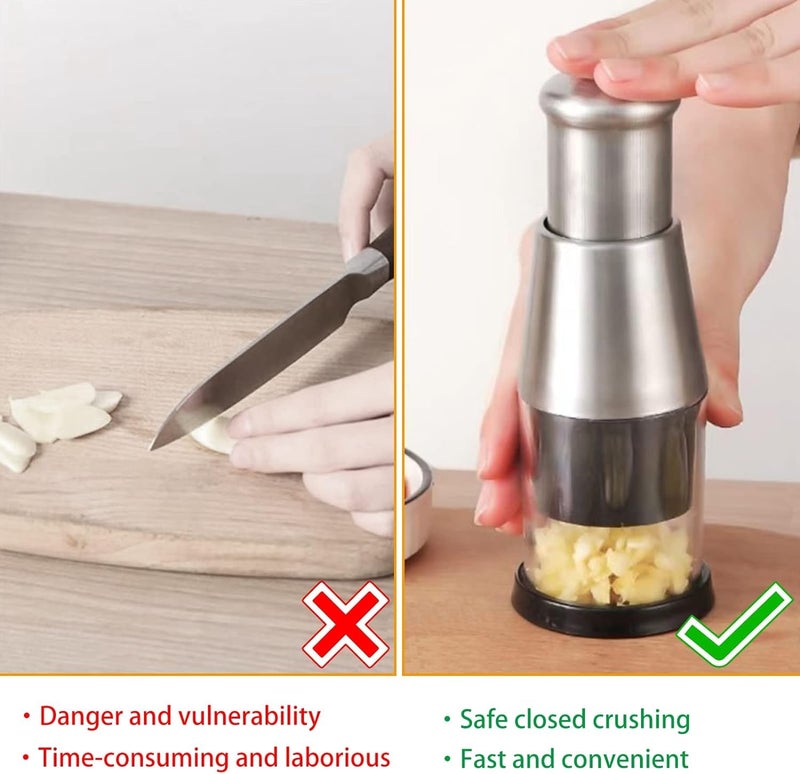Suicune Manual Food Chopper Onion Chopper Hand for Vegetables Stainless Steel Onion Press Chopper Hand Vegetable Chopper for Veggies Onions Garlic Nuts Salads - Image 4