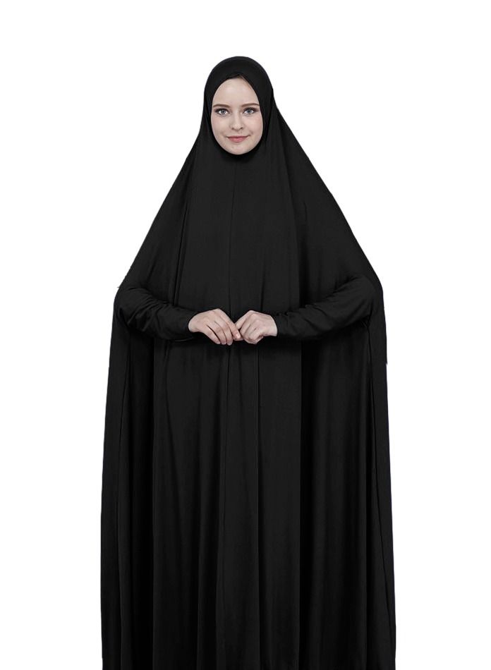 Loquat Long Sleeves Abaya With Hijab Black - Image 1