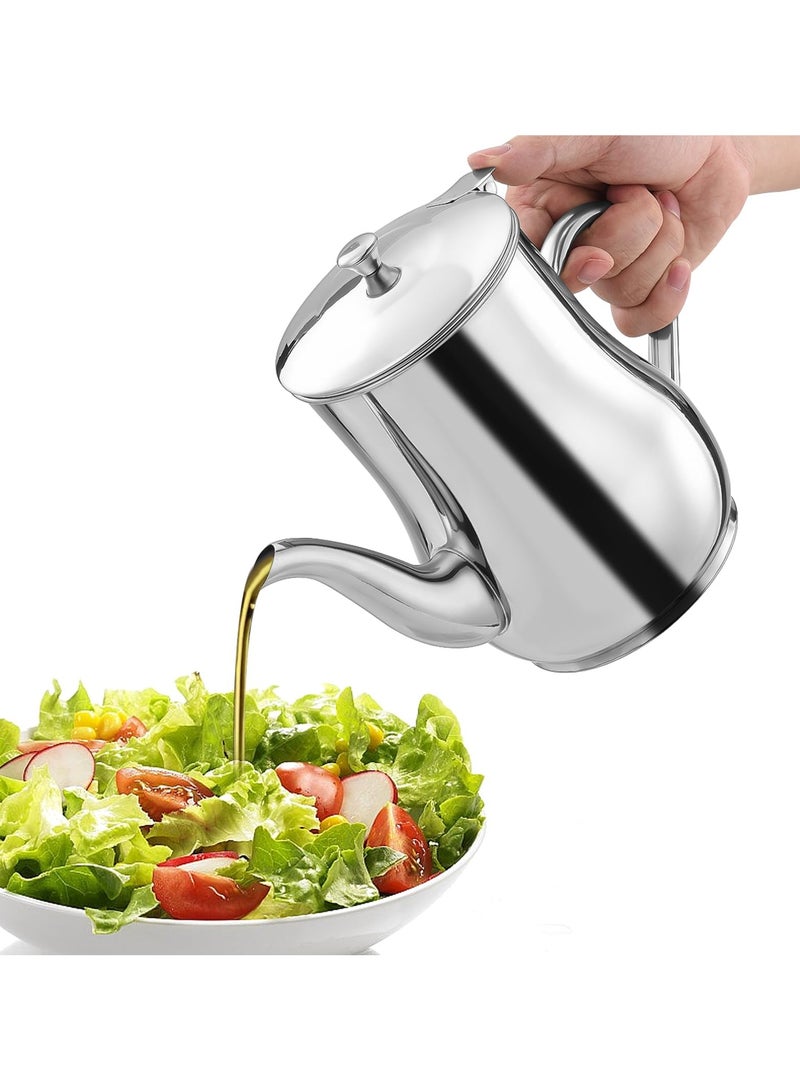 SYOSI Stainless Steel Oil Strainer Pot, Stainless Steel Oil Cooking Grease Container with Fine Mesh Strainer, Oil Storage Can with Spout for Storing Cooking Oil - Image 2