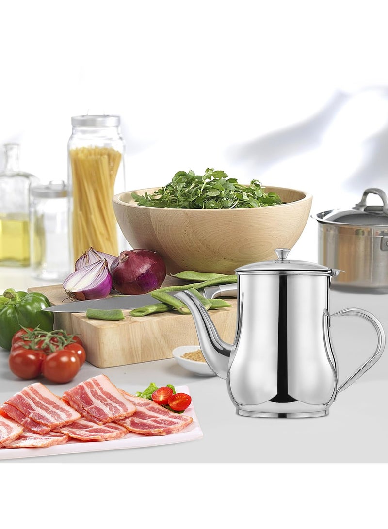 SYOSI Stainless Steel Oil Strainer Pot, Stainless Steel Oil Cooking Grease Container with Fine Mesh Strainer, Oil Storage Can with Spout for Storing Cooking Oil - Image 3