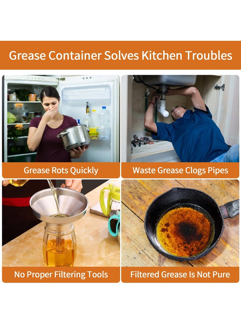 SYOSI Stainless Steel Oil Strainer Pot, Stainless Steel Oil Cooking Grease Container with Fine Mesh Strainer, Oil Storage Can with Spout for Storing Cooking Oil - Image 4