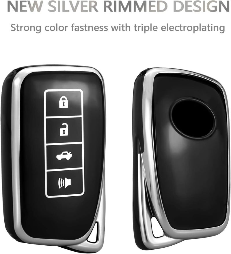 OFFCURVE Lexus Fob Cover Case Shell Compatible With RX ES GS IS LS RS NX GX LX RC LC Smart Key Car Accessories TPU Full Protector for Remote Holder, Black - Image 4