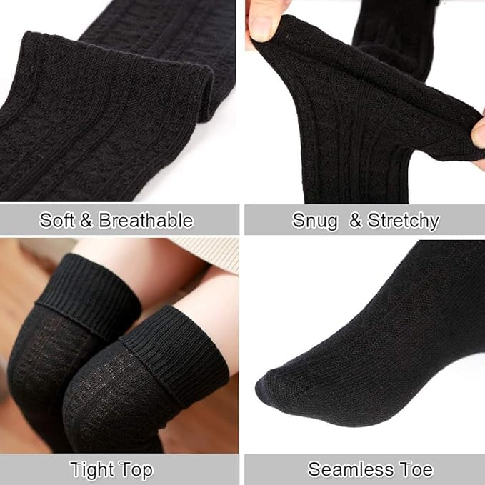 Anasis Wool Warm Thigh High Extra Long Cotton Women Socks Thigh High Socks Extra Long Knit Leg Boot Stockings Leg Thermal Woolen for Women Winter Wear - Image 2