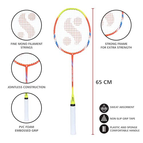 Silvers Silver's Graphite Shaft Jointless Phantom Badminton Kit (2 Racquets with Full Cover)(Orange/Yellow) - Image 3