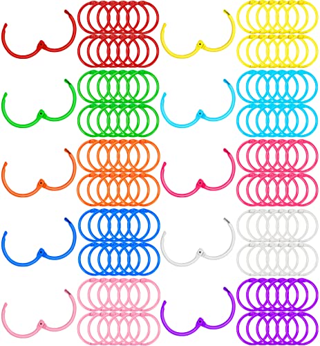 KFPPLXQ 120 pcs Loose Leaf Binder Rings, Flash Card Ring Colorful Metal Book Ring Rainbow Heavy Duty Notebook Rings, Keychain 1 Inch 10 Colors - Image 1