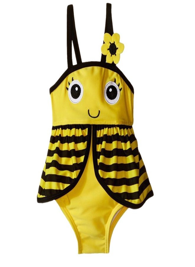 ELUCKFACE Toddler Bee Baby Girls Flower Flounced One Piece Tankini Swimsuit Swimwear 1-7Years - Image 1