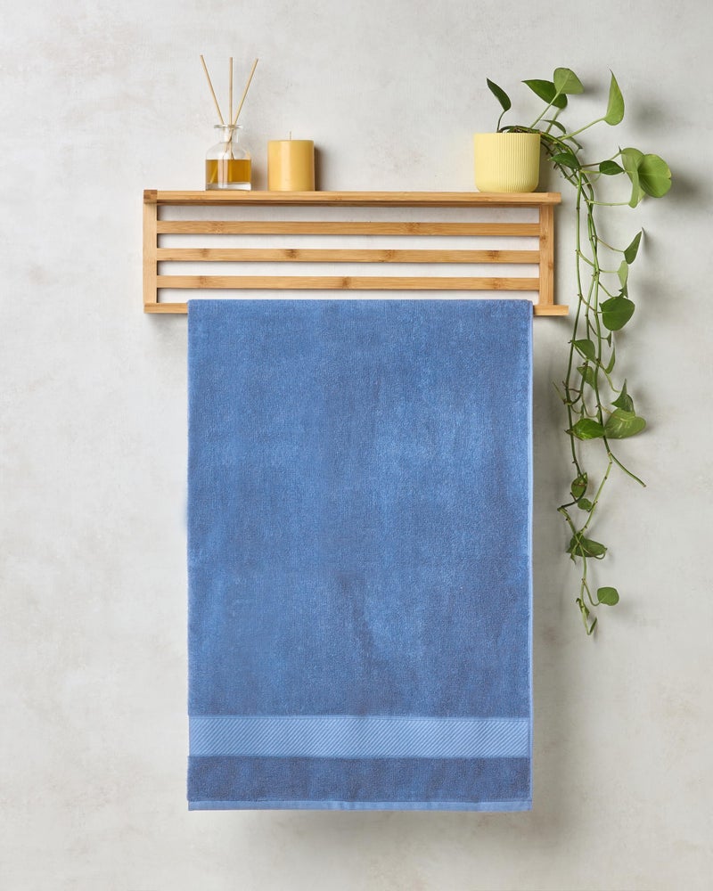 Himêya Himeya Towels for Bath Large Size | Bamboo Cotton Towels for Bath | Towel 1Pcs | 400 GSM | 70 x 140 cm | Nautical Blue | Bath Towels for Men, Women & Kids | Gym Towel | Perfect for Everyday Use - Image 1