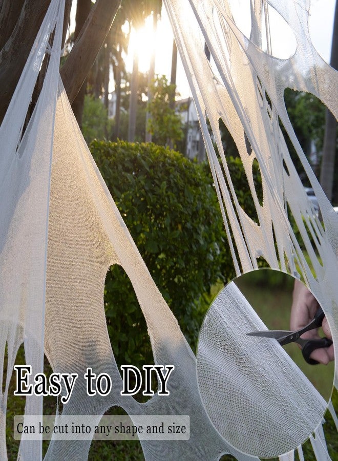 wymulot 1000 Sqft（After Streched with Holes）Uncut Giant DIY Spider Web Halloween Decorations Outdoor with 10 Ground Nails Stretchy Beef Cloth Netting Cut-Your-Own Flexible Elastic for Yard Party Decor - Image 3