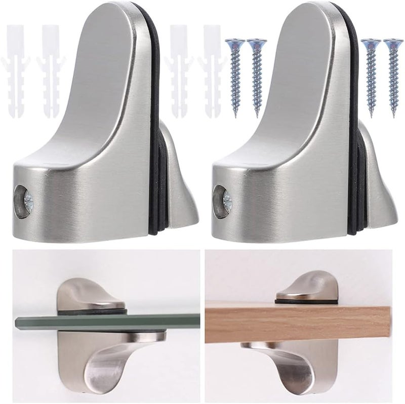 Tehaux Adjustable Floating Shelf Brackets 4pcs Glass Shelf Support Clips Wall Mounted - Image 5