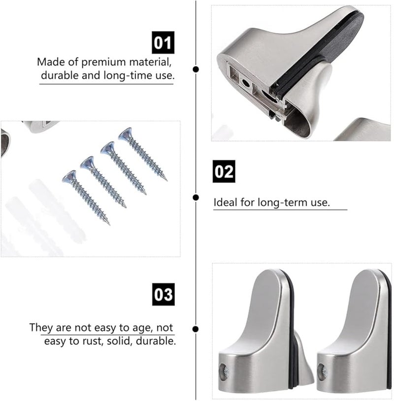 Tehaux Adjustable Floating Shelf Brackets 4pcs Glass Shelf Support Clips Wall Mounted - Image 4