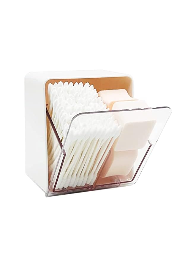 IAF Holder Dispenser for Cotton Ball, Cotton Swab, Cotton Round Pads, Floss, Dispenser Container Box with 2 Compartments, Bathroom Vanity Countertop Storage Organizer, White - Image 2