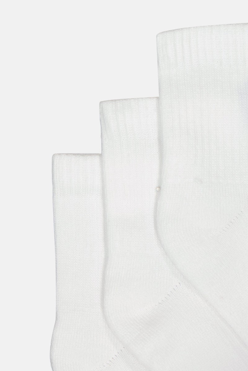 Reebok Men 3 Pair Brand Logo Ankle Socks, White - Image 2