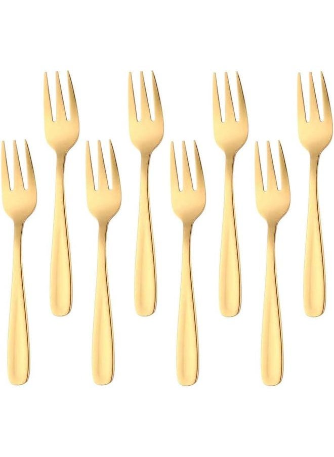 yongsheng Cocktail Forks, 18/10 Stainless Steel 3-tine Appetizers Desert Mini Salad Fruit Fork Sets of 8pcs , 5.5 Inch  - Image 1