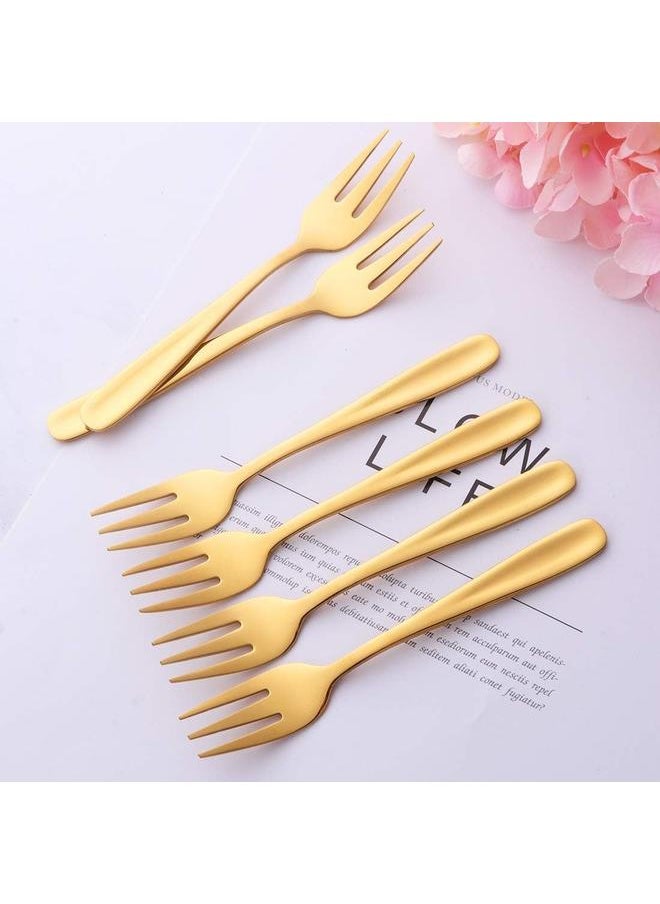 yongsheng Cocktail Forks, 18/10 Stainless Steel 3-tine Appetizers Desert Mini Salad Fruit Fork Sets of 8pcs , 5.5 Inch  - Image 4
