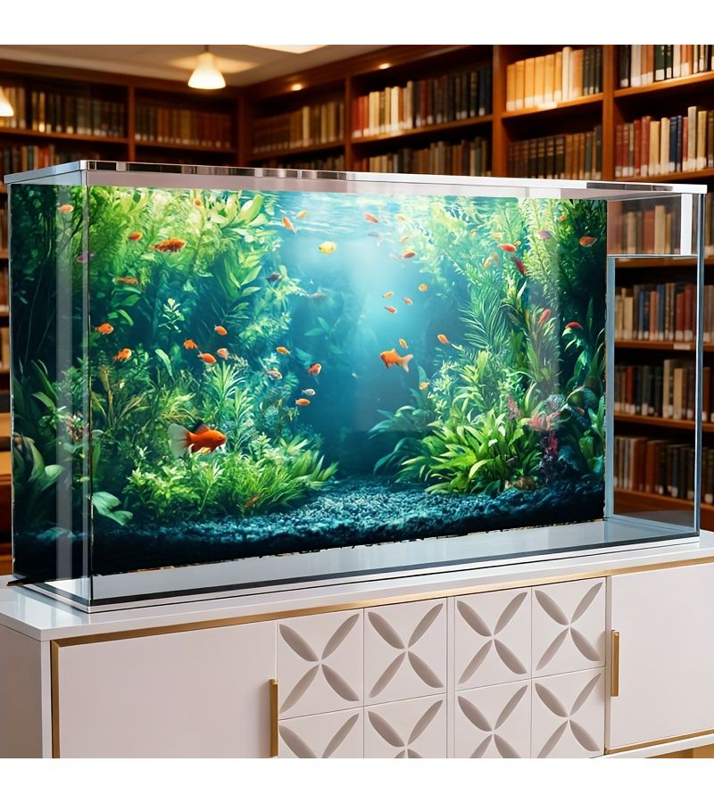 1 Sheet 61x30cm Ocean Style Aquarium Background Sticker Self-Adhesive Fish Tank Mural With Vibrant Underwater Scene Durable Scratch Resistant Design UV Resistant Ideal For Aquatic Tanks Terrariums Home Office Living Room Balcony Decor - Image 1