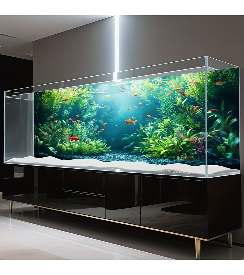 1 Sheet 61x30cm Ocean Style Aquarium Background Sticker Self-Adhesive Fish Tank Mural With Vibrant Underwater Scene Durable Scratch Resistant Design UV Resistant Ideal For Aquatic Tanks Terrariums Home Office Living Room Balcony Decor - Image 4